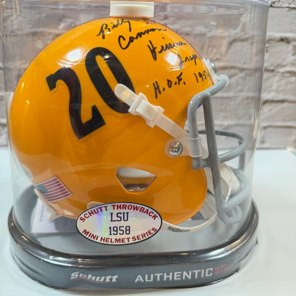 Billy Cannon Signed LSU '58 Throwback Schutt Mini Helmet JSA Heisman Auto HOF 93